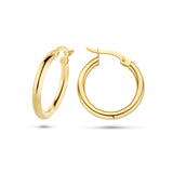 Oorringen van 14 Karaat Geelgoud met Ronde Buis 2.5 mm - Diameter 20mm