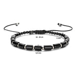 Herenkralenarmband 5mm met Gerhodineerd Zilver, Onyx - Lengte 19+11cm