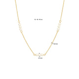 Geelgouden Collier lengte 41cm+4 -  Negen Zoetwater Parels 2.5 mm - 14Krt. Goud