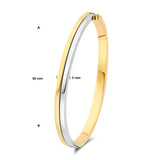 Damesarmband, Bangle van 14 Karaat Goud Bicolor Geelgoud/Witgoud - Vlakke Buis - Formaat 5x60mm