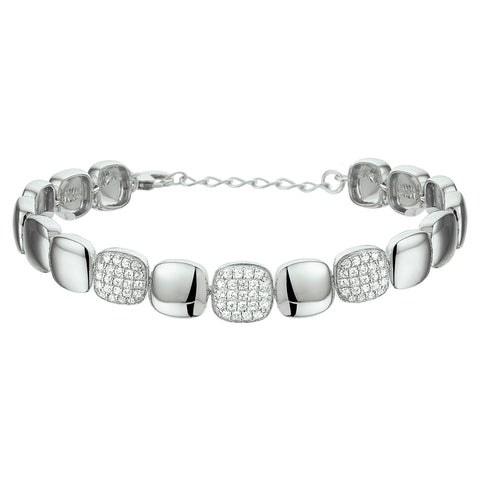 Armband Zirkonia 8,3 Mm 17,5 + 3 Cm Zilver Gerhodineerd