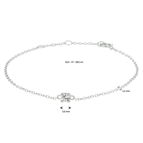 Armband Zirkonia 15,5   17   18,5 Cm Zilver Gerhodineerd
