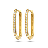 Paperclip klapoorringen met Zirkonia, 14 Karaat Geelgoud - Formaat 2.5 x 22.5 mm