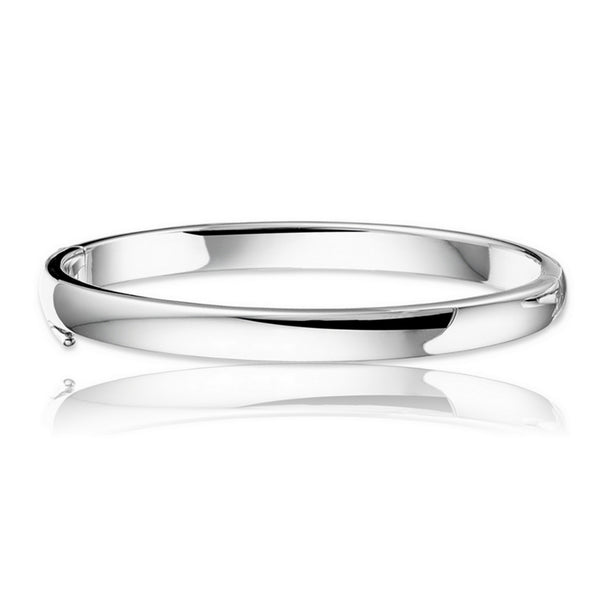 Damesarmband 8mm van 925 Zilver, Bangle met scharnier, massieve buis - Diameter 60mm