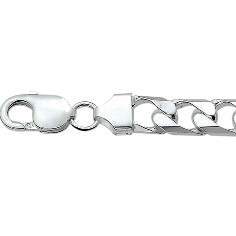 Zilveren collier, Gourmet schakel 6-zijdes geslepen 10mm - Lengte 60cm