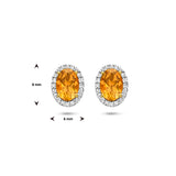 Oorknoppen van 14 Karaat Geelgoud met Citrien 0.70ct (2x 0.35ct) en Diamant 0.12ct