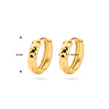 Klapoorringen van Gediamanteerd 14 Karaat Geelgoud - Diameter 13mm Breedte 3mm