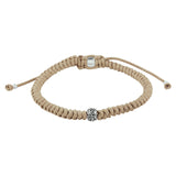 Armband Beige 7 Mm 19   26 Cm Zilver Gerhodineerd Met Rubber/Nylon/Leer