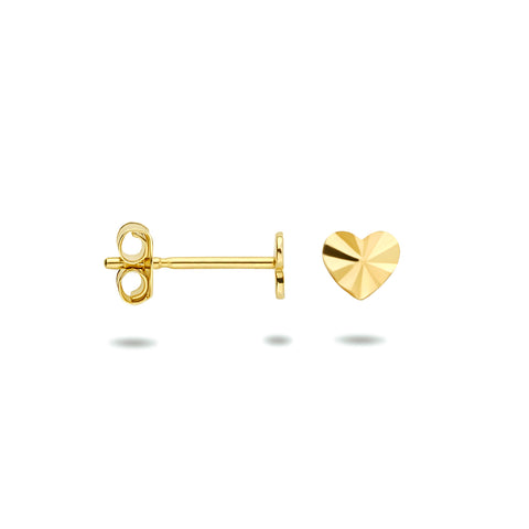 Oorknoppen Hartvorm van Gediamanteerd 14 Karaat Geelgoud - Formaat 4x3.5mm