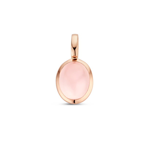 Ovaalvormige hanger met Rozenkwarts van 14 Karaat Roségoud - formaat 9.5 x 18.5 mm