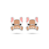 Gerhodineerd Zilveren kinderoorknoppen Hond met emaille - Formaat 6.8 x 10 mm