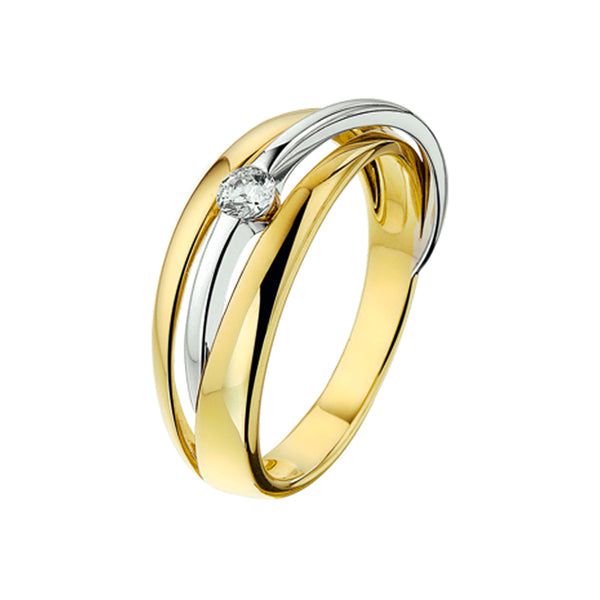Ring Zirkonia Goud (Bicolor Goud Geel/Wit)