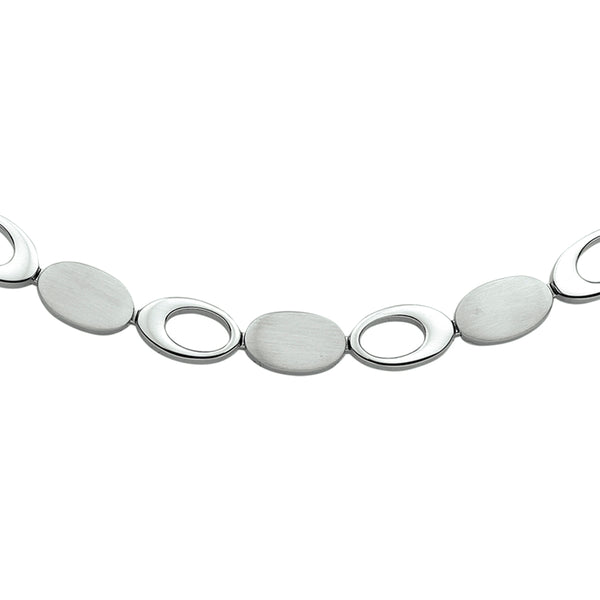 Damescollier van Edelstaal, Platte Elementen (Choker) 8mm - Lengte 42cm+3