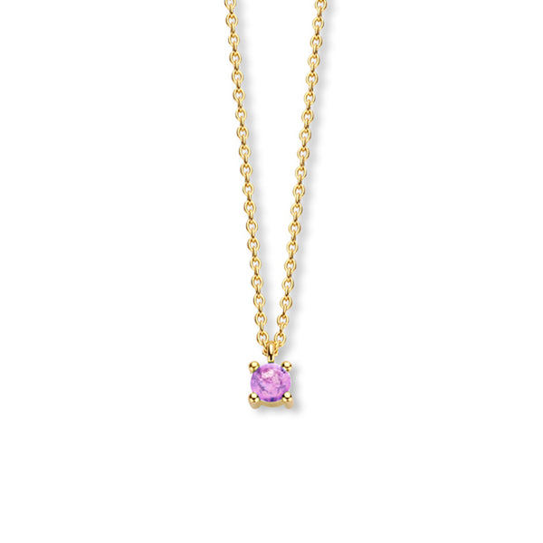 14 Karaat Geelgouden collier lengte 40cm+4 - Geboortesteen Amethist Juni