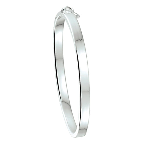 Damesarmband 5mm Bangle van 925 Zilver, Vlakke buis met scharnier - Diameter 65mm