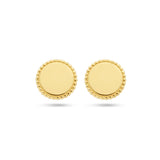 Oorknoppen Rond met een rand met Bolletjes, 14 Karaat Geelgoud - Diameter 5.5mm