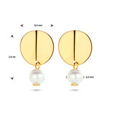 Oorknoppen Rond met Zoetwaterparel 4.5mm, 14 Karaat Geelgoud - Formaat 9.5x16mm