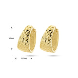 Klapoorringen van Gediamanteerd 14 Karaat Geelgoud - Diameter 14mm Breedte 6.5mm