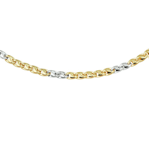 Bicolor herencollier lengte 45 cm - Anker 4,3 mm 14 Krt. Goud - Geelgoud en Witgoud