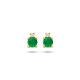 Oorknoppen Smaragd 0.28ct (2x 0.14ct) En Diamant 0.015ct (2x 0.0075ct) H P1 Goud (Geelgoud)