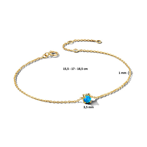 Damesarmband van 14 Karaat Geelgoud met Geboortesteen Topaas December - Lengte 15.5+3cm