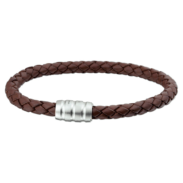 Herenarmband 6mm van Edelstaal en Leer - Lengte 19.5cm