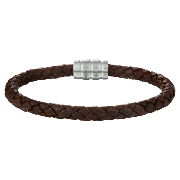 Herenarmband 8mm van Edelstaal en Leer - Lengte 21cm