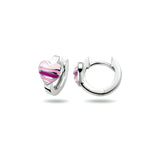 Kinderklapoorringen Gestreept hart (emaille) van Gerhodineerd Zilver - Formaat 6.5 x 12 mm