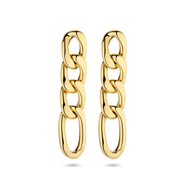 14 Karaat Geelgouden Oorhangers Schakelmotief Figaro - Formaat 5.5x25mm