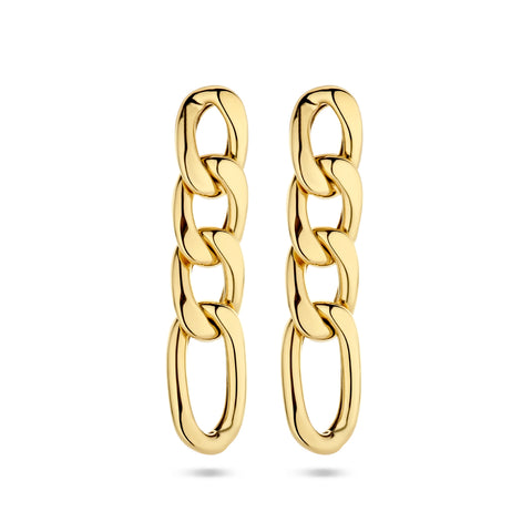 14 Karaat Geelgouden Oorhangers Schakelmotief Figaro - Formaat 5.5x25mm