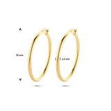 Oorringen van 14 Karaat Geelgoud met Ronde Buis 2.5 mm - Diameter 35mm