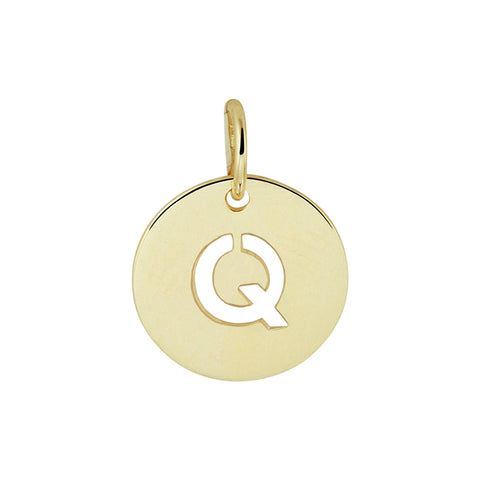 Ronde hanger 10 mm van 14 Karaat Geelgoud  Hanger - Letter Q