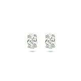 Ovaalvormige Oorknoppen van Gerhodineerd Zilver met Zirkonia - Formaat 7.2x9mm