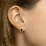 Klapoorringen van Gerhodineerd Zilver met Zwart en Wit Zirkonia - Diameter 11mm en Breedte 5mm