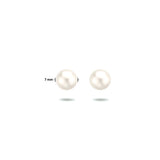 Oorknoppen met Parel 7 mm, Gerhodineerd Zilver
