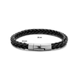 Herenarmband 10mm van Edelstaal en Leer - Lengte 20cm