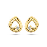 Oorknoppen met Diamant 0.05ct (2x0.025ct) van 14 Karaat Geelgoud - Formaat 4x9.5mm