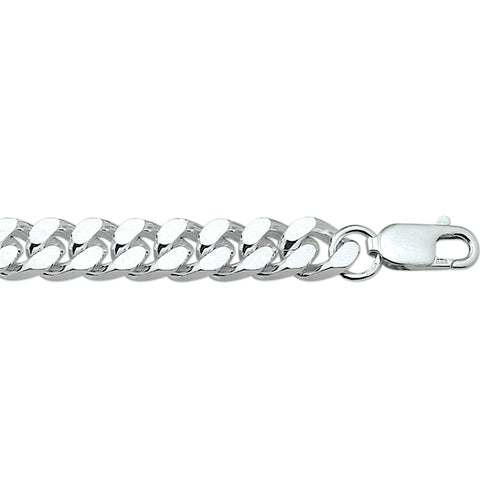 Zilveren collier lengte 50 cm - Gourmet 6 Zijdes Geslepen 8 mm - Zilver Wit