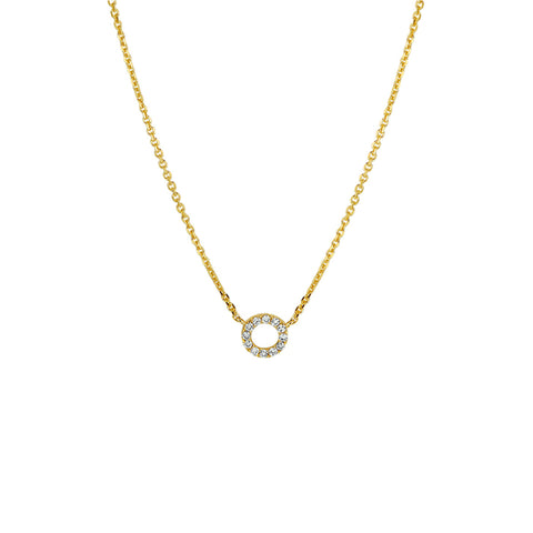 Collier van 14 Karaat Geelgoud, Ankerschakel 0.8mm, Diamant 0.05ct - Lengte 41+4cm