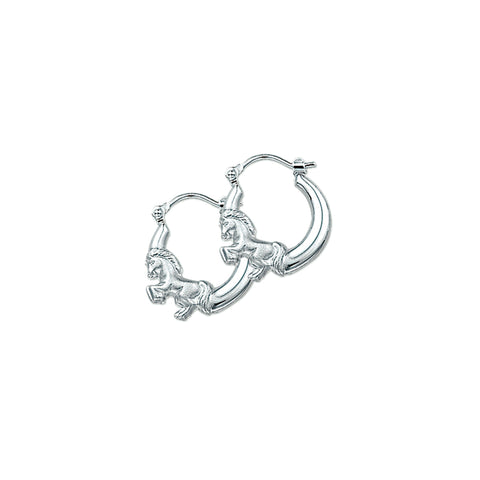 Kinderoorringen Paard van 925 Zilver - Diameter 14.5 mm