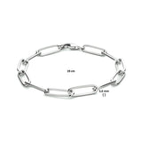 Damesarmband 5.6mm van Gerhodineerd Zilver, Paperclip schakel ronde buis - Lengte 19cm