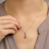 Hanger Druppelvorm met Amethist 2.29ct, 14 Karaat Geelgoud - formaat 7.5 x 20 mm