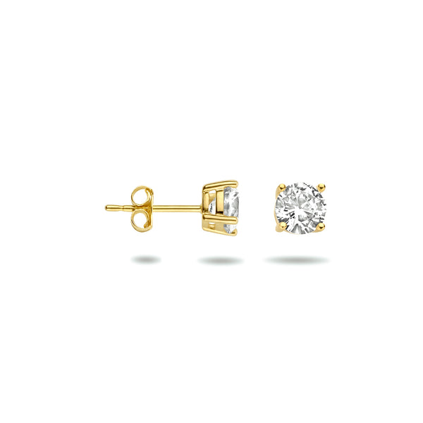 14 Karaat Geelgouden Oorknoppen met Zirkonia 5mm