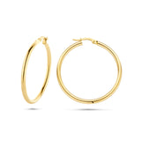 Oorringen van 14 Karaat Geelgoud met Ronde Buis 2.5 mm - Diameter 35mm