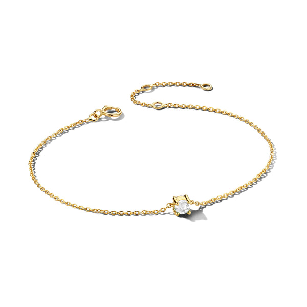Damesarmband van 14 Karaat Geelgoud met Geboortesteen Zirkonia April - Lengte 15.5+3cm