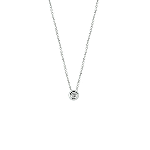14 Karaat Witgouden collier Ankerschakel 1 mm, Diamant 0.01ct - Lengte 41+4cm
