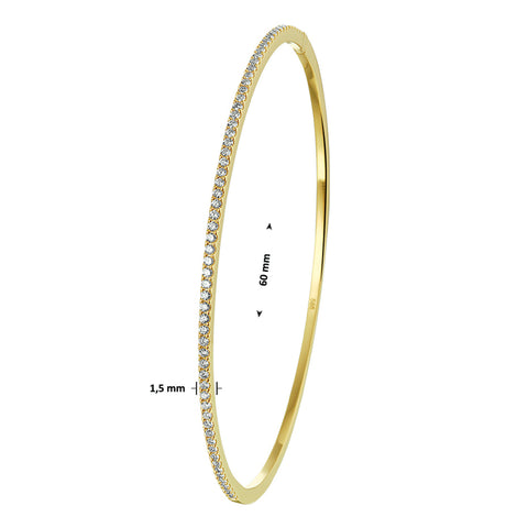 Damesarmband, Bangle van 14 Karaat Geelgoud met Diamant 0.61ct - Formaat 1.5x60mm