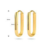 Paperclip klapoorringen van 14 Karaat Geelgoud - Formaat 2 x 16 mm