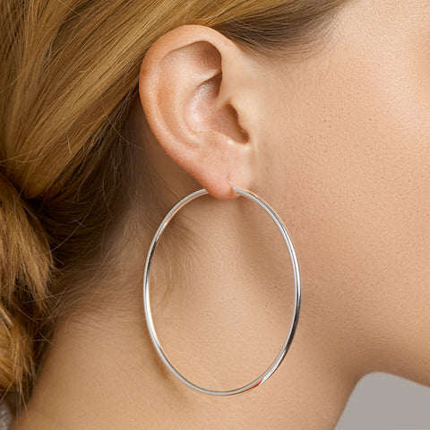 Oorringen van 925 Zilver met Ronde Buis 2.5 mm - Diameter 70mm