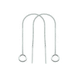 Doortrekoorbellen met Rondje van 925 Zilver - Hoogte 100mm